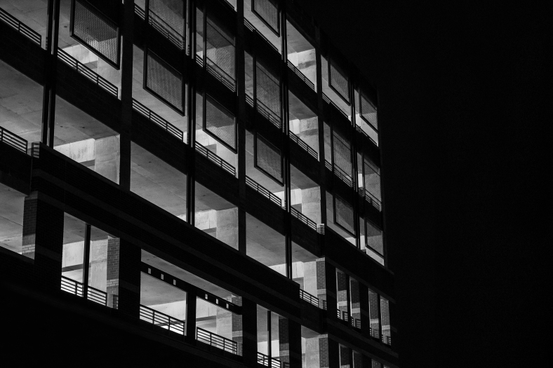 black-and-white-night-building-house